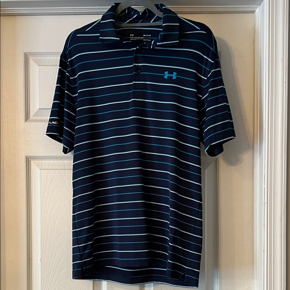 Under Armour Men's Dark Blue Polo with Light Stripes